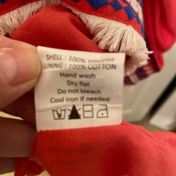 Mud Pie Women's Sleeveless Sundress Dress Sz.L Hot Pink with Blue and Cream Trim - Picture 4 of 16